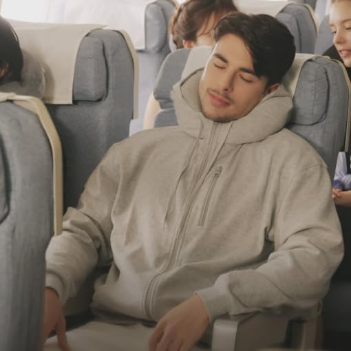 Full Zip Hoodie – Inflatable Built-in Travel Pillow – Comfortable Rest On-The-Go – Perfect for Airplane and Trips