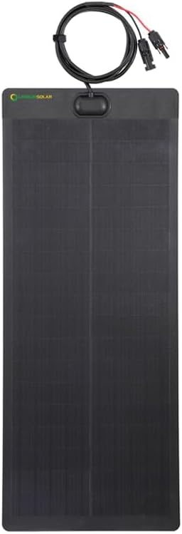 LensunSolar 50W Full Black Flexible Solar Panel, 34x14in, Waterproof Lightweight with Highest Efficiency PERC Mono Solar Cells for RV,Van,Tent