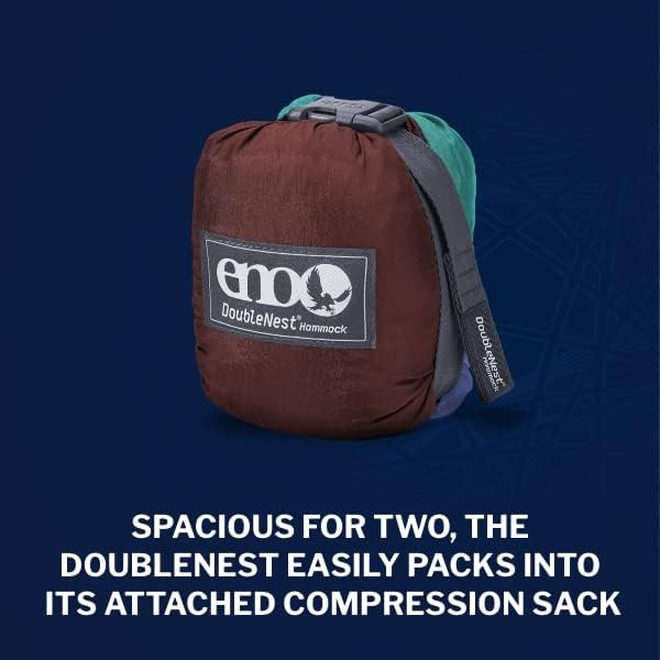 ENO DoubleNest Hammock - Lightweight, Portable, 1 to 2 Person Hammock - for Camping, Hiking, Backpacking, Travel, a Festival, or The Beach - Seaglass/Merlot/Denim