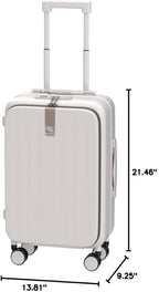Hanke 20 Inch Carry On Luggage with Wheels PC Hard Shell Suitcase Top Opening Aluminum Frame Travel Luggage Suitcases for Woman Men Gifts.(Ivory White)