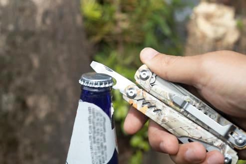 Cherev Tools 19-in-1 Multitool Pliers - Survival Gear Multi Tool with Pocket Knife, Wire Cutter, Ruler, Nail File, Can & Bottle Opener, Cutter, Scissors, Screwdrivers, Self-Driver Bits - Camo Finish