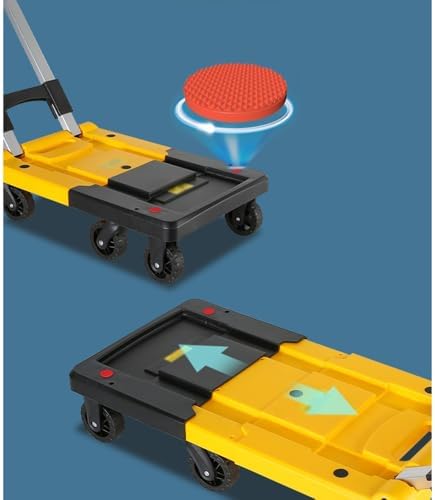 Large Folding Flatbed Hand Truck Portable Trolley for Cargo Luggage and Household Use Heavy Duty Black Utility Cart Ideal for Couriers and Moving.