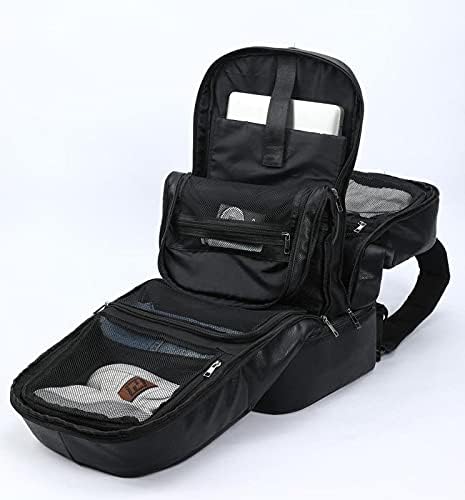 Sole Premise Leather Bag for Multi-functional Travel Carry-on with Shoe, Laptop and Clothes Compartments for Men & Women (Black)