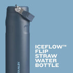 Stanley IceFlow Flip Straw 2.0 Water Bottle 24 OZ | Built-In Straw with Larger Opening | Lightweight & Leak-Resistant | Insulated Stainless Steel | BPA-Free | Ash