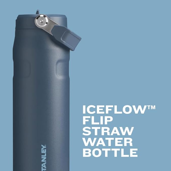 Stanley IceFlow Flip Straw 2.0 Water Bottle 50 OZ | Built-In Straw with Larger Opening | Lightweight & Leak-Resistant | Insulated Stainless Steel | BPA-Free | Navy