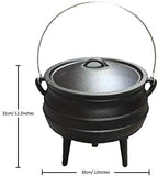 Cuisiland 10QT Cast Iron Potjie Cauldron Pot with Lid & 3 Legs – Pre-Seasoned South African-Style Campfire Pot for Outdoor Cooking, Soups, Stews & Braising – Heavy-Duty Cast Iron Dutch Oven