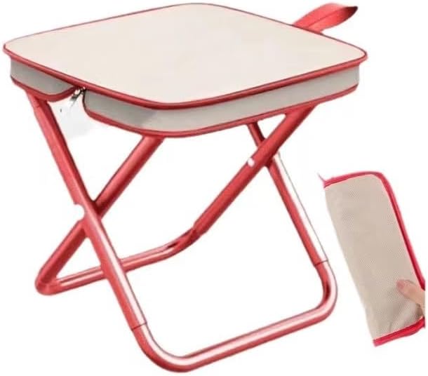 Portable Stool, 13 Inch Small Folding Stool for Adults, Ultralight Black Camping Stools for Hiking and Fishing, Hold Up to 265 LBS (Red)