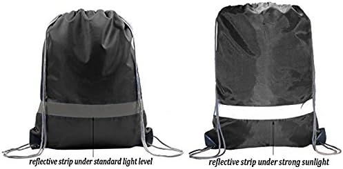 BeeGreen 20 Pieces Black Drawstring Backpacks Gym, Drawstring Sports Bags Reflective, Blank String Bag for DIY