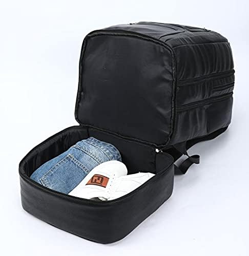 Sole Premise Leather Bag for Multi-functional Travel Carry-on with Shoe, Laptop and Clothes Compartments for Men & Women (Black)