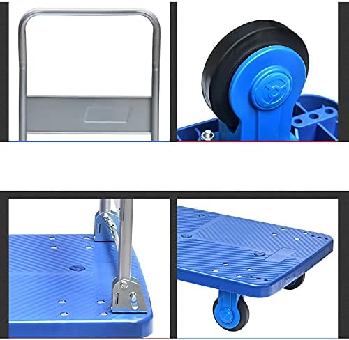 Heavy Duty Foldable Hand Trolley Cart with Quiet Wheels Flatbed Hand Truck for Moving High Weight Capacity Platform Cart for Factories and Shops Portable and