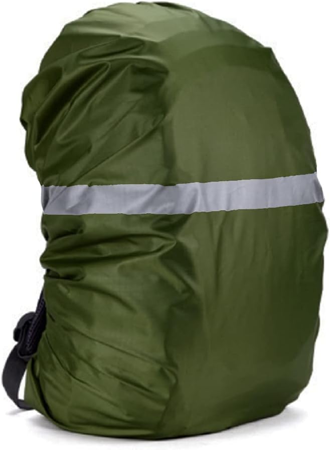 Silfrae Waterproof Rucksack Cover Backpack Rain Cover 30L-100L for Travel Climbing Hiking (Army Green-Reflective, 80L-90L)