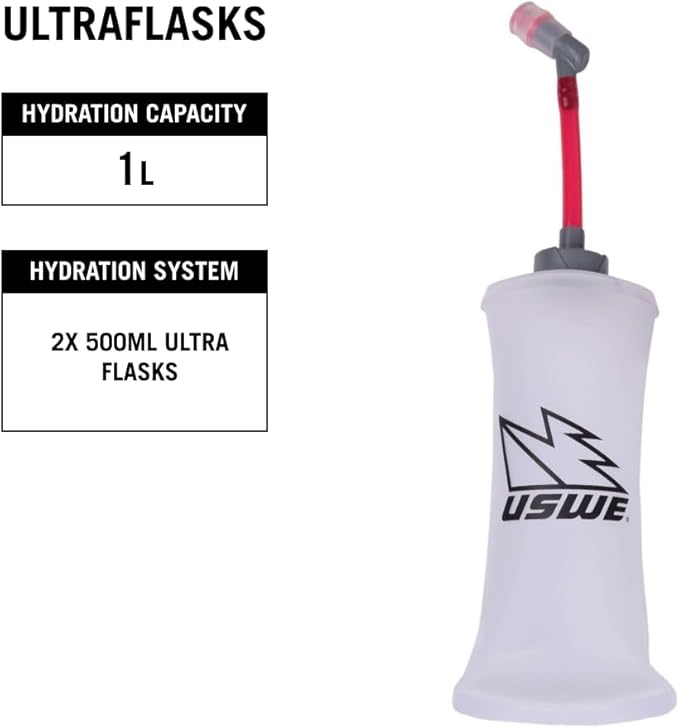 USWE Pace - Running Vest Hydration Pack with 2 x 500ml UltraFlask, Backpack for Men and Women