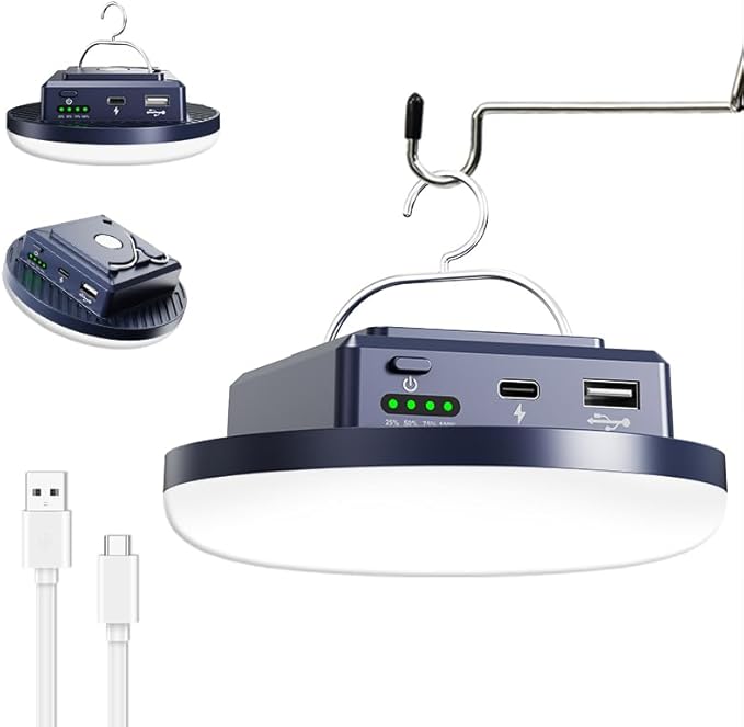 Camping Lights 13200 mAh 4500 Lumens 45W Portable Gear Power Outage USB Outdoor Rechargeable Magnetic Hanging Lantern Emergency Flashlight LED Canopy Tent Light