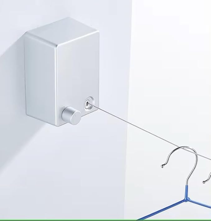 Retractable Clothesline Laundry Line Outdoor Indoor Cord Portable Travel Wall Mounted Space-Saver Single Rope String Clothes Drying Rack for Balcony Bathroom, Heavy-Duty Sold by The Chosen Ones 23.