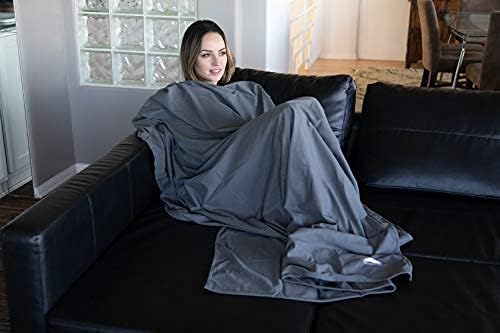 BlueHills Lightweight Travel Blanket Pillows Compact for Two Airplane Traveling Essentials Flight Throws in Bag case with Backpack Clip Compact Large Plane Accessories – Gray and Beige