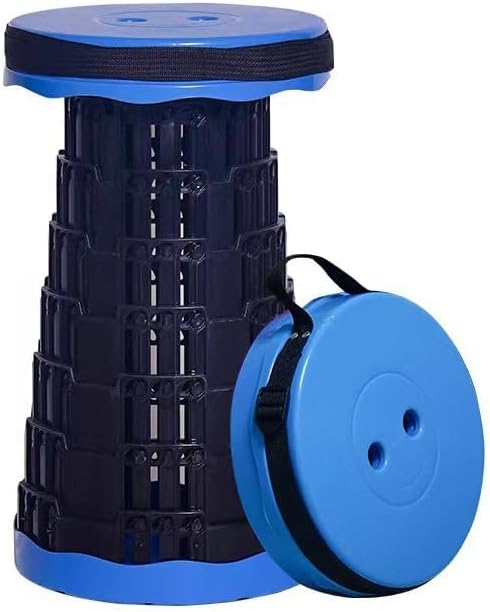 Camping Chair, Folding Stool, Upgraded Collapsible Seat, Portable Retractable Foot Rest for Outdoor Fishing, Hiking, Gardening, Travel, BBQ - Max 400lbs (Blue)