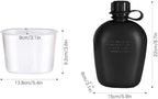 HXBER 3 Piece Canteen Kit with Aluminum Cup and Cover for Outdoor Camping Hiking Backpacking Survival