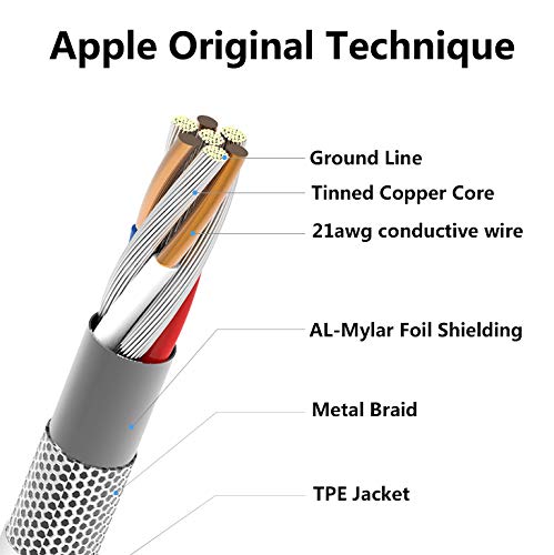 4Pack Original Apple MFi Certified Charger Lightning to USB Charging Cable Cord Compatible iPhone 14/13/12/11 Pro/11/XS MAX/XR/8/7/6s Plus,iPad Pro/Air/Mini,iPod Touch (6ft)
