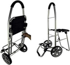 Portable Folding Shopping Trolley with Waterproof Fabric Multi Function Seated Design Increased Storage Capacity Blue 60x100cm Ideal for Easy Transport and Convenience