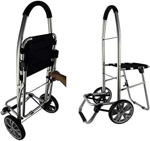 Multi Function Portable Folding Trolley with Waterproof Fabric Enhanced Storage Capacity Compact Seated Hand Truck for Shopping Blue 60x100cm