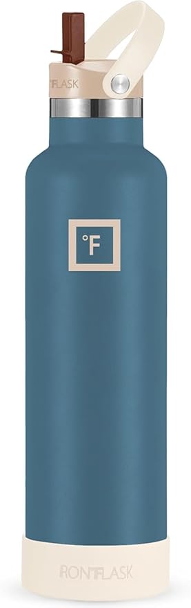 IRON °FLASK Camping & Hiking Hydration Canteens - Narrow Straw Lid & Boot - Leak Proof Vacuum Insulated Stainless Steel - Hot & Cold Double Walled Sports Water Bottle - Desert Oasis, 24 Oz