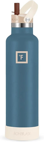 IRON °FLASK Camping & Hiking Hydration Canteens - Narrow Straw Lid & Boot - Leak Proof Vacuum Insulated Stainless Steel - Hot & Cold Double Walled Sports Water Bottle - Desert Oasis, 24 Oz