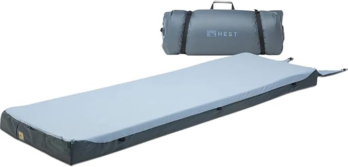 HEST Foamy Camping Mattress Pad - Memory Foam Portable Roll Up Sleeping Cot Mattress for All Adventures - Dual Layer Comfort & Support - No Pump Needed - Water-Resistant Design - Easy Carry Handle