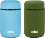 MIRA 2 Pack Insulated Food Jar Thermo for Hot Food & Soup, Compact Stainless Steel Vacuum Lunch Container, 13.5 oz, Pearl Blue, Olive Green