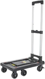 Large Foldable Hand Truck Portable Folding Trolley for Cargo & Luggage Heavy Duty Household Platform Cart Compact & Lightweight Black Trailer for Easy Transport