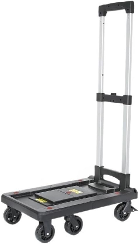 Large Foldable Hand Truck Portable Folding Trolley for Cargo & Luggage Heavy Duty Household Platform Cart Compact & Lightweight Black Trailer for Easy Transport