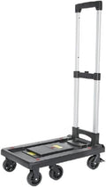 Folding Portable Cargo Trolley Black Household Trailer for Luggage Warehouse Moving and Courier Transport Compact Medium Size Utility Cart