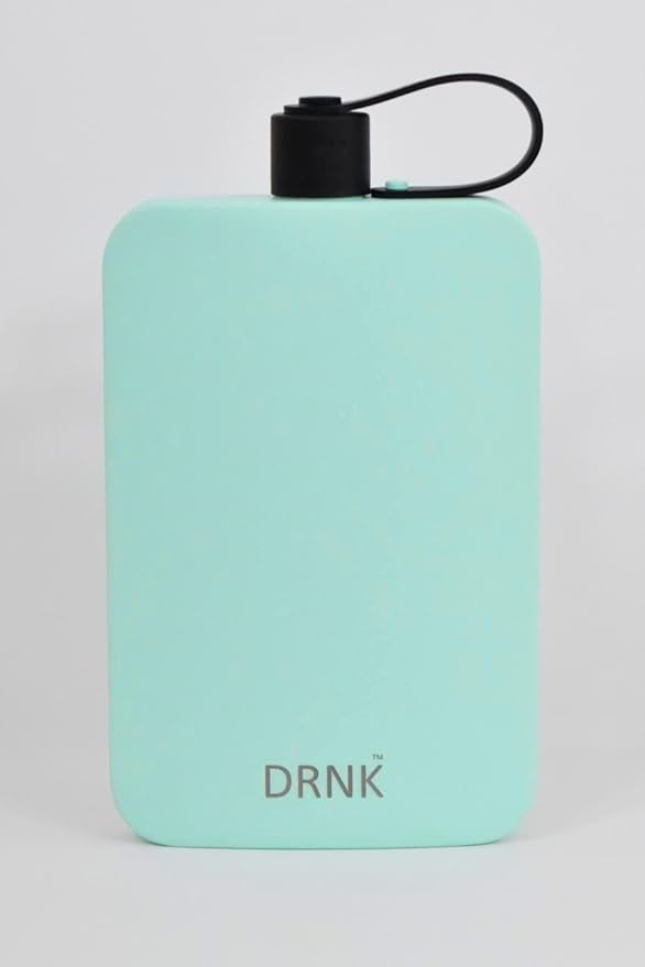 DRNK Stainless Steel Flat Reusable Slim Water Bottle Leak Proof| Non Toxic | BPA Free | Powder Coated | 500ml (Mint)