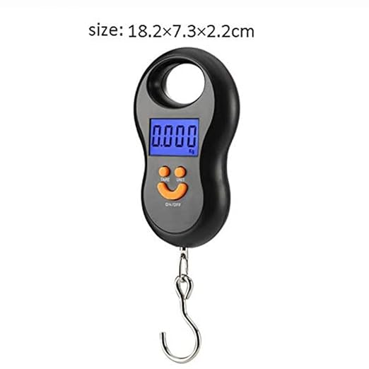 Black Electronic 50Kg 10g Hanging Scale LCD Digital Backlight Fishing Weights Pocket Luggage Scales