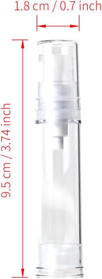 4Pcs 0.34 oz Airless Travel Pump Bottles - 3.7×0.7 inch Refillable Clear Cosmetic Containers Leak‑Resistant for Lotion Shampoo Serum