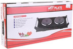 Hot Plate, 2000W Portable Electric Stove for Cooking with Stay Cool Handles & 5 Levels Adjustable Temperature, Countertop Double Coil Burner for RV Home Camp Compatible for All Cookwares,Black