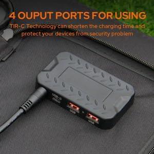 EnginStar 100W Foldable Solar Panel Charger with 18V DC Outlet for Portable Power Stations Jackery/Rockpals/Flashfish, Portable Solar Generator with USB-A USB-C QC 3.0 for Outdoor Camping Van RV Trip