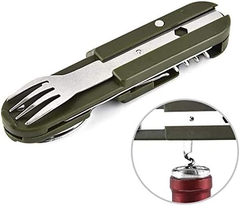 Detachable Camping Tableware Set - Portable 5-in-1 Stainless Steel Travel Set, Multifunctional Folding Outdoor Utensils (1 Pack)