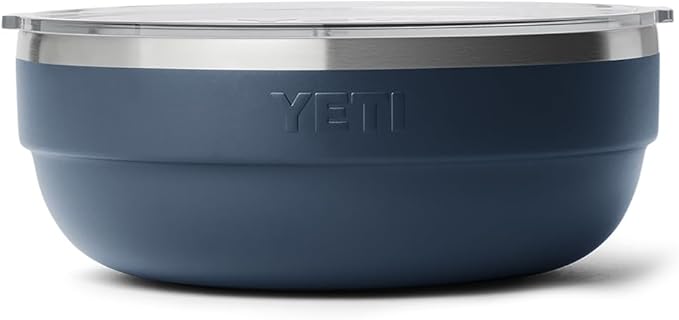 YETI Rambler Low Bowl, Vacuum Insulated, Stackable and Nestable Stainless Steel Bowl with Lid, 3.6 Quart, Navy