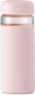 W&P Porter Glass Wide Mouth Bottle w/ Protective Silicone Sleeve | Blush 16 Ounces | On-the-Go | Reusable Bottle | Portable and Lightweight | Dishwasher Safe
