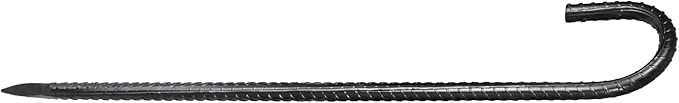 VEVOR Rebar Stakes, 16-Inch, Heavy-Duty 0.4 in Diameter J Hook, Galvanized Steel Ground Anchors with Chisel Point End & Rust-Resistant Coating, for Gardening Support, Fence, Camping Tents (24-Pack)