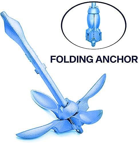 XIALUO Marine Kayak Anchor Kits 3.5 lb Folding Anchor Accessories with 30 ft Rope for Fishing Kayaks, Canoe, Jet Ski, SUP Paddle Board and Small Boats