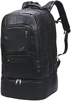 Sole Premise Leather Bag for Multi-functional Travel Carry-on with Shoe, Laptop and Clothes Compartments for Men & Women (Black)