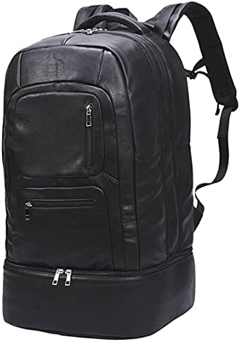 Sole Premise Leather Bag for Multi-functional Travel Carry-on with Shoe, Laptop and Clothes Compartments for Men & Women (Black)