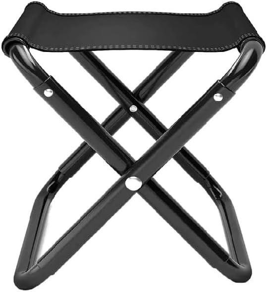 Portable Folding Camping Stool, Lightweight Aluminum Frame, Black Oxford Fabric, 10.2 x 10.2 x 11 inches