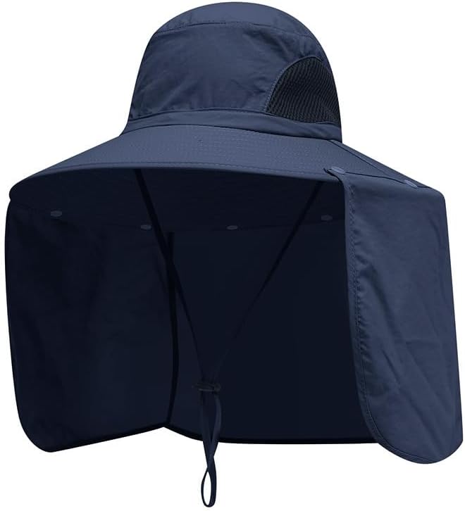 Sun Blocker Hats Outdoor Sun Protection Fishing Cap with Neck Flap Large Brim Outdoor Hat