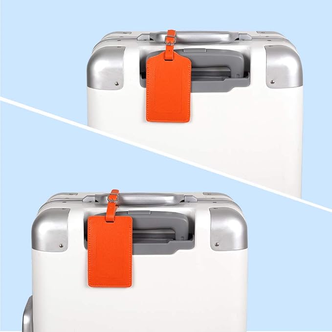 Vigorport Leather Personalized Suitcase Tag Set Luggage Id Tags Labels Travel Accessories - Set of 4