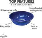 Enamelware for Camping and Backpacking - Enamel Cookware Gear Essentials for Camping and Backpacking (Made by Caddis Sports) (6 Inch Bowl (4 Pack))