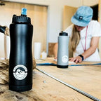 Epic Water Filters Vostok Stainless Steel Insulated Water Bottle and 75 Gallon Filter - Removes 99.99% of Water Impurities, 34oz,