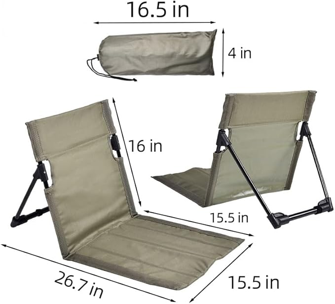 Outdoor Camping Backrest,Lightweight Foldable Chair,Park Leisure backrest,Beach Portable Single Lazy Chair,Aluminum Lazy Comfortable Backrest (Olive Green)