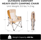 Heavy Duty Portable Folding Camping Chair for Adults with Padded | for Outdoor & Sports, Backpacking, Beach, Lawn, Hunting, Tailgating, Fishing | Supports 400 Lbs (Single, Beige)